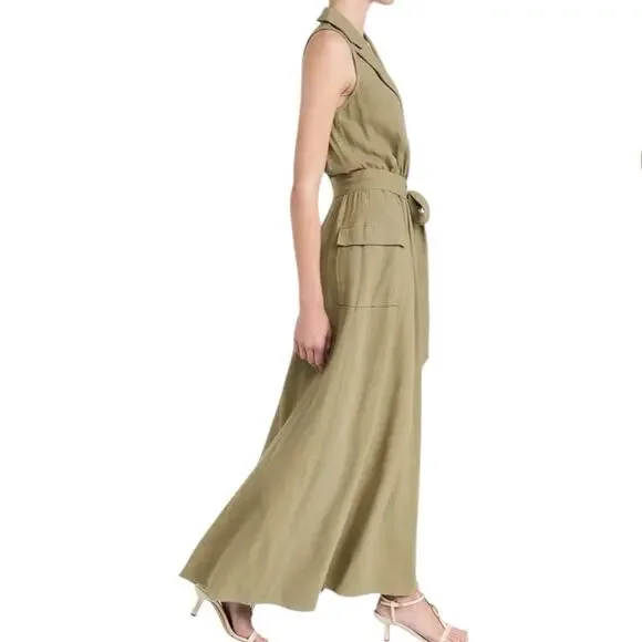 NWT L’agence Mayer Military Maxi Dress Covert Green Women’s Size Small - Picture 2 of 9